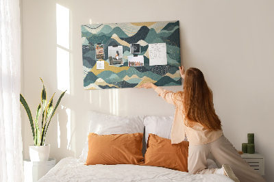 Quadro de aviso de cortiça Montanhas ilustrativas