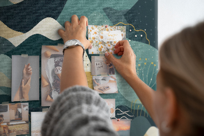 Quadro de aviso de cortiça Montanhas ilustrativas