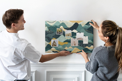 Quadro de aviso de cortiça Montanhas ilustrativas