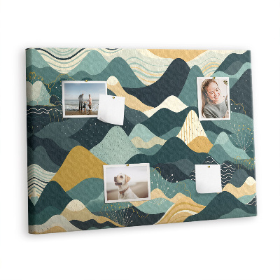 Quadro de aviso de cortiça Montanhas ilustrativas