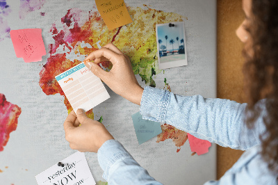 Quadro em cortiça Mapa em aquarela