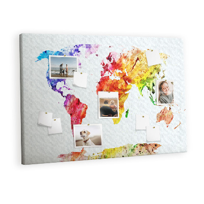 Quadro em cortiça Mapa em aquarela