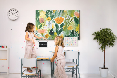 Quadro de aviso de cortiça Flores em aquarela