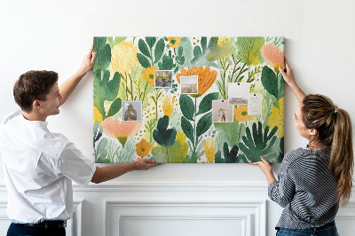 Quadro de aviso de cortiça Flores em aquarela