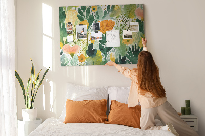 Quadro de aviso de cortiça Flores em aquarela