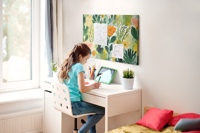 Quadro de aviso de cortiça Flores em aquarela