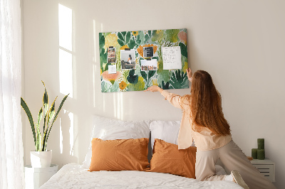 Quadro de aviso de cortiça Flores em aquarela