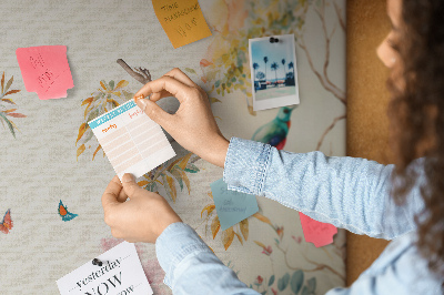 Painel em cortiça Flores pássaros natureza