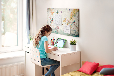 Painel em cortiça Flores pássaros natureza