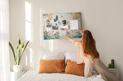 Painel em cortiça Flores pássaros natureza