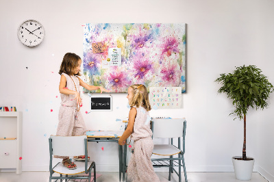 Quadro de aviso de cortiça Flores pintadas