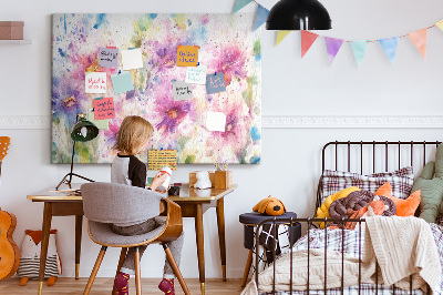 Quadro de aviso de cortiça Flores pintadas