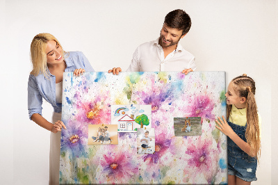 Quadro de aviso de cortiça Flores pintadas