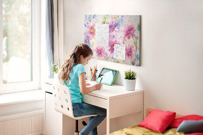 Quadro de aviso de cortiça Flores pintadas