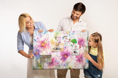 Quadro de aviso de cortiça Flores pintadas