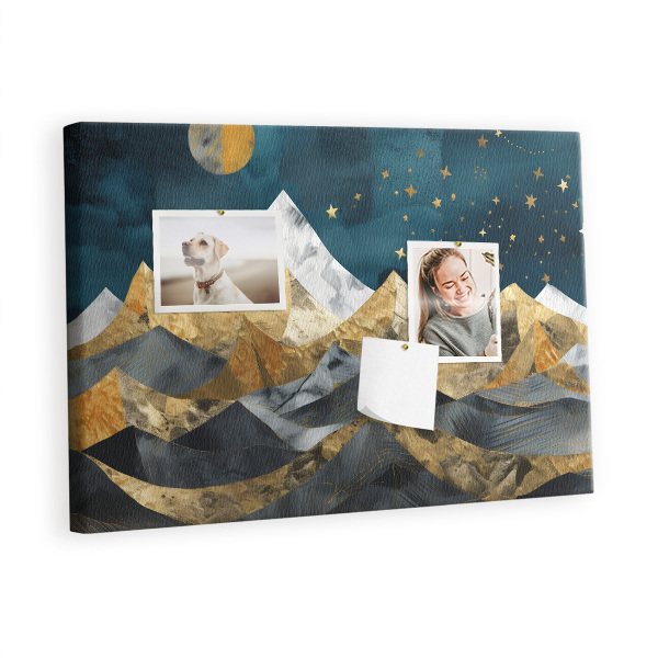 Quadro de aviso de cortiça Montanhas à noite