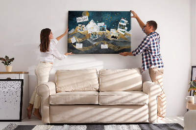 Quadro de aviso de cortiça Montanhas à noite