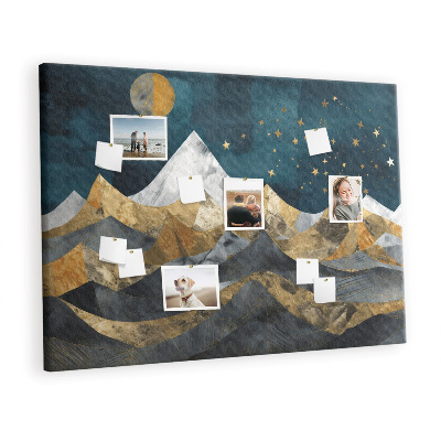 Quadro de aviso de cortiça Montanhas à noite