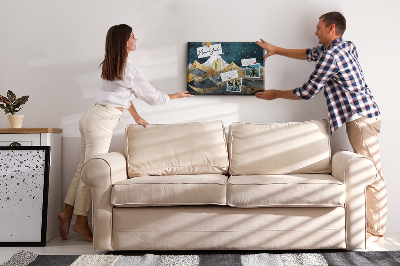 Quadro de aviso de cortiça Montanhas à noite