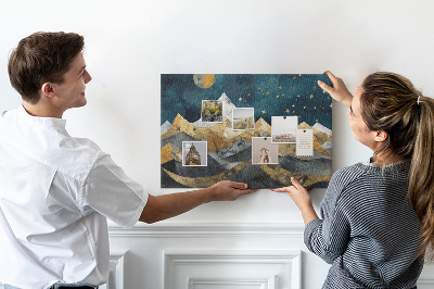 Quadro de aviso de cortiça Montanhas à noite