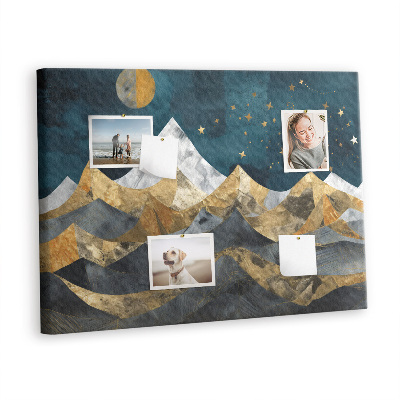 Quadro de aviso de cortiça Montanhas à noite