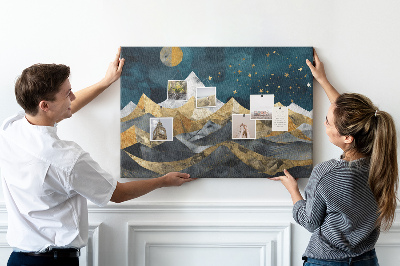 Quadro de aviso de cortiça Montanhas à noite