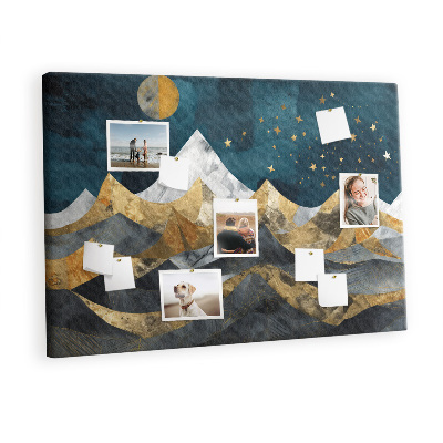 Quadro de aviso de cortiça Montanhas à noite