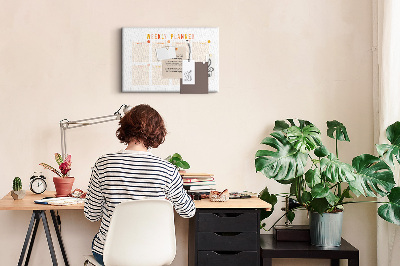 Quadro de aviso de cortiça Planejador semanal