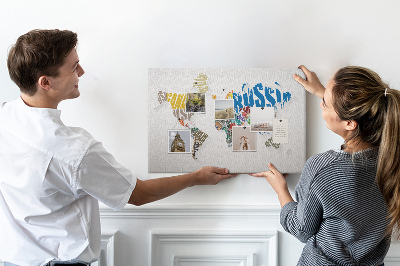 Quadro em cortiça Mapa de texto do mundo