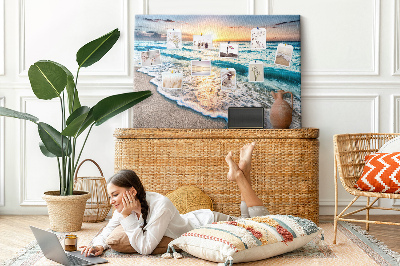 Painel em cortiça areia do mar da praia