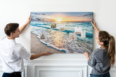 Painel em cortiça areia do mar da praia