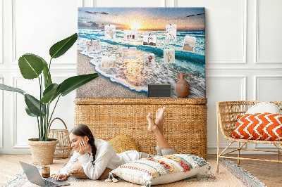 Painel em cortiça areia do mar da praia