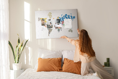 Quadro de aviso de cortiça Mapa de texto do mundo