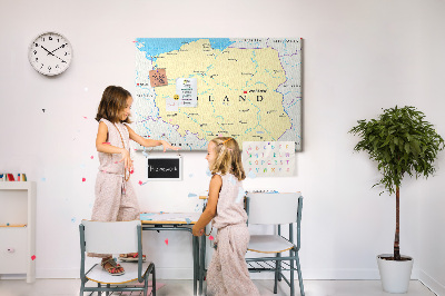 Quadro de aviso de cortiça Mapa político da Polônia