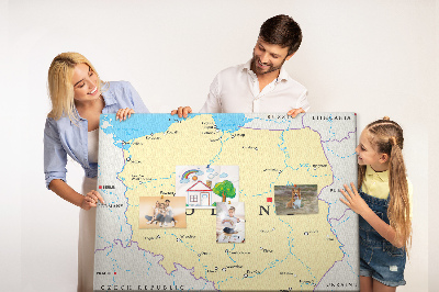 Quadro de aviso de cortiça Mapa político da Polônia