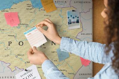 Quadro de aviso de cortiça Mapa político da Polônia