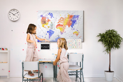 Quadro em cortiça Mapa-múndi em aquarela