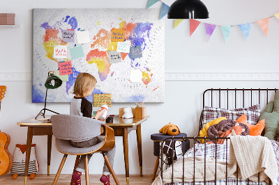 Quadro em cortiça Mapa-múndi em aquarela