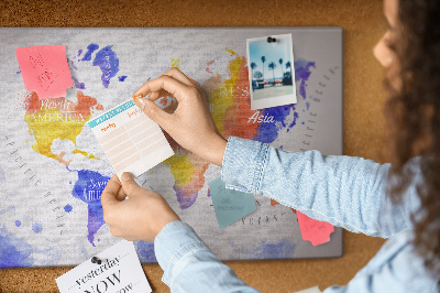 Quadro em cortiça Mapa-múndi em aquarela