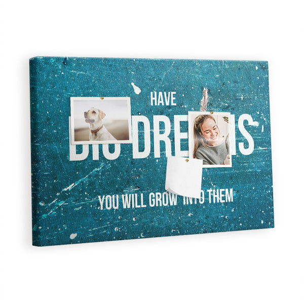 Quadro de aviso de cortiça Texto motivacional