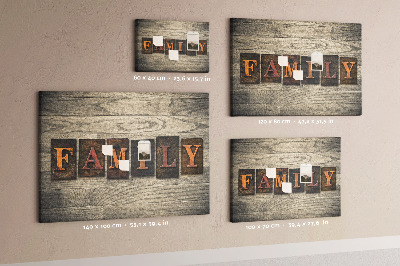 Quadro de aviso de cortiça A família da inscrição