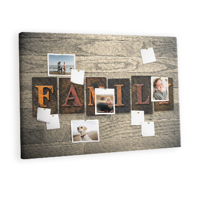 Quadro de aviso de cortiça A família da inscrição