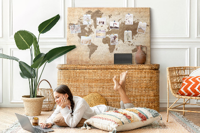 Painel em cortiça Mapa pintado