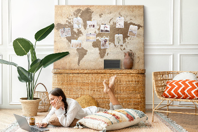 Painel em cortiça Mapa pintado