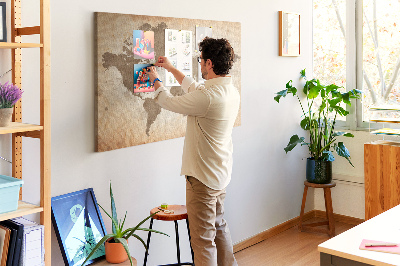 Painel em cortiça Mapa pintado