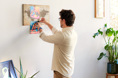 Painel em cortiça Mapa pintado