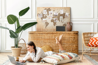 Painel em cortiça Mapa pintado