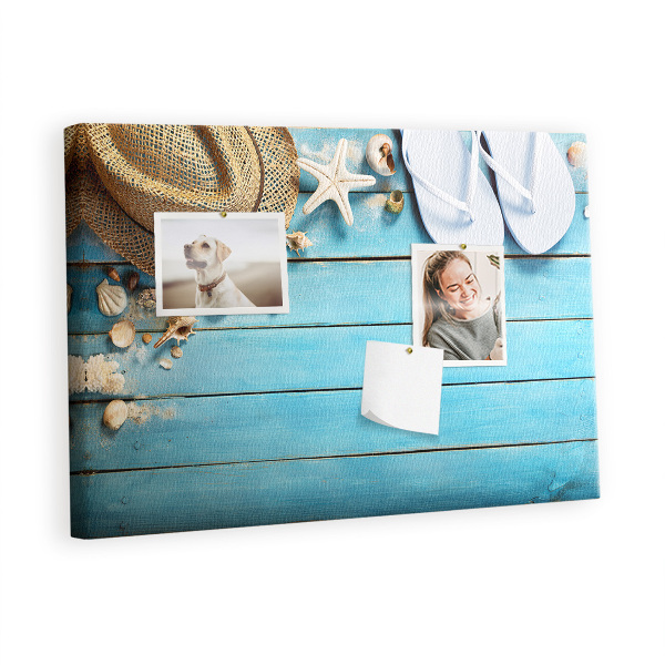 Quadro de aviso de cortiça Chapéu e chinelos