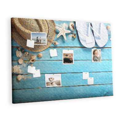 Quadro de aviso de cortiça Chapéu e chinelos