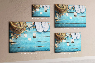 Quadro de aviso de cortiça Chapéu e chinelos